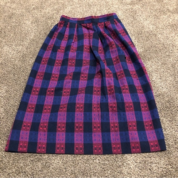 VTG Pendleton Skirt 12 Purple Plaid 100% Virgin Wool Pockets Long 60s 70s - Picture 2 of 13